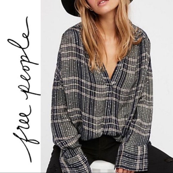 Free People Tops - NWT Free People Fearless Love Checkered Pullover Tunic Size Large